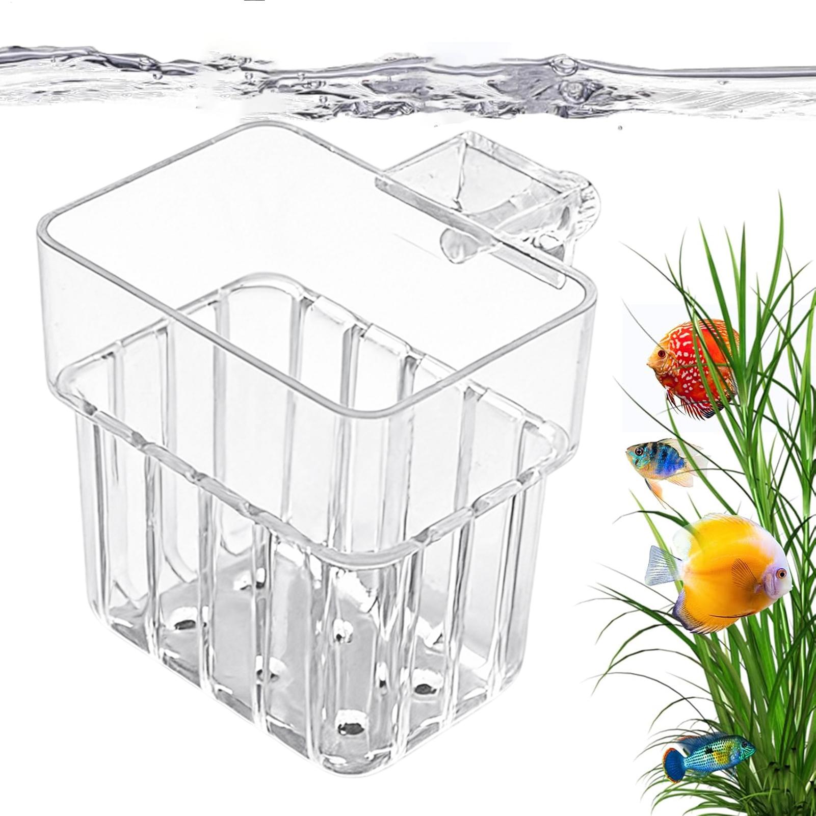 Aquarium Plant Holder - 透明な吊り下げ式水槽用植物ホルダーポット、水槽水耕栽培システム、室内職場装飾、育成装飾品