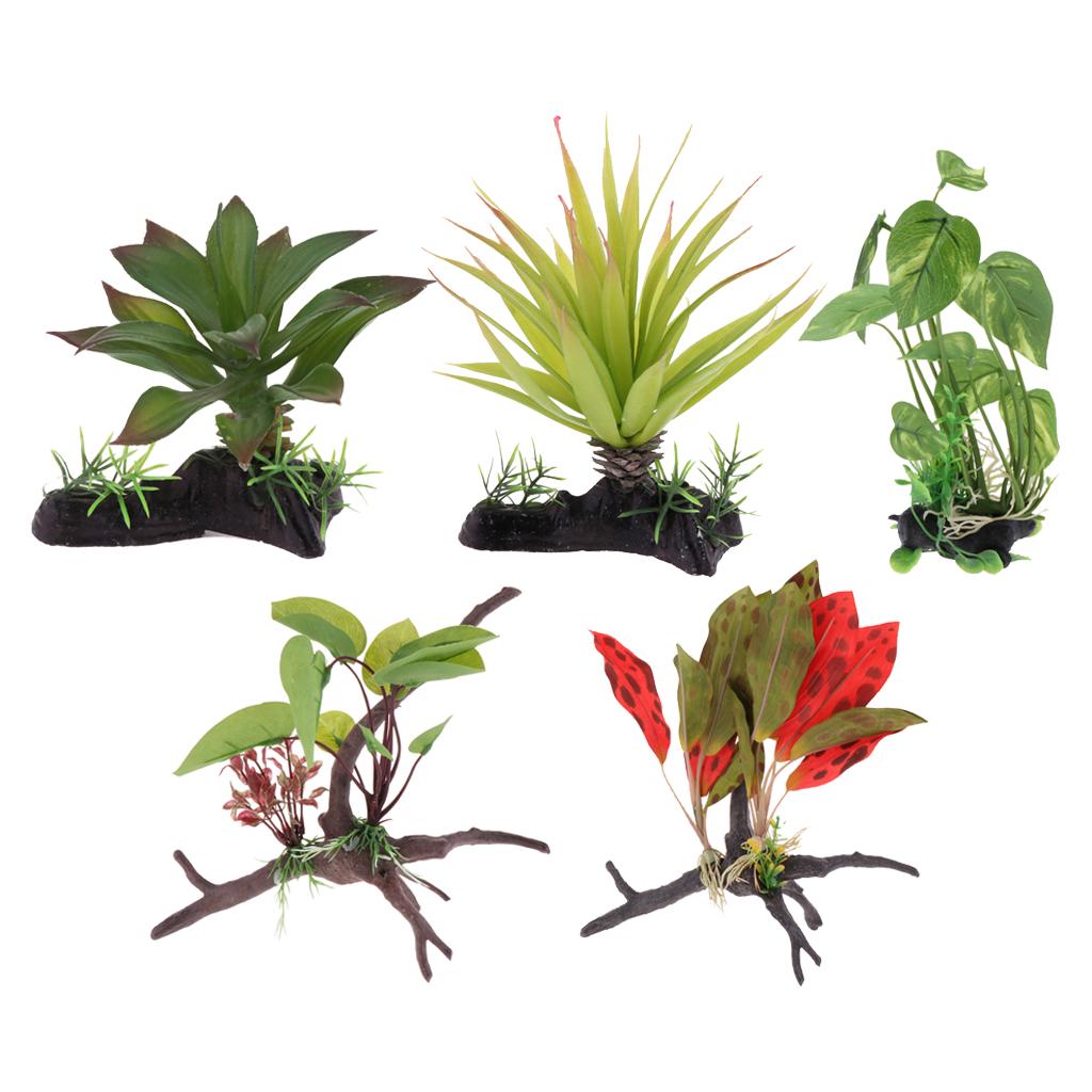 Planted Aquarium Jungle - 爬虫類テラリウム用人工植物、ジャングルの蔓の装飾用品、爬虫類テラリウムアクセサリー、水槽用