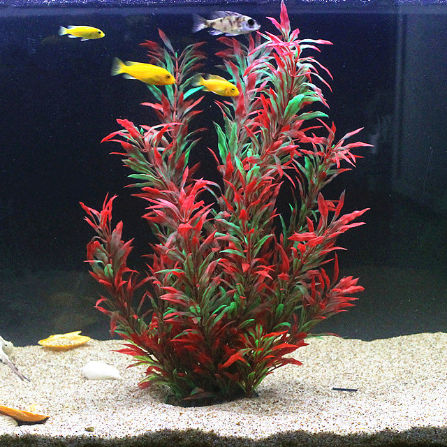 Aquarium Plant Grass - 人工水槽50cm,珍しい植物,水族館,偽の竹の葉,水草,プラスチック製の紫色の緑の水草,造園の装飾