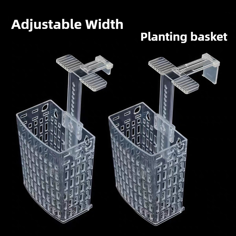 Aquarium Plant Holder - 水槽用植物ホルダー 高さ調節可能 リフティングバスケット 魚タンク用吊り下げ装飾ボックス 水草植栽装飾プランター